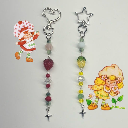 matching strawberry shortcake + lemon meringue keychains